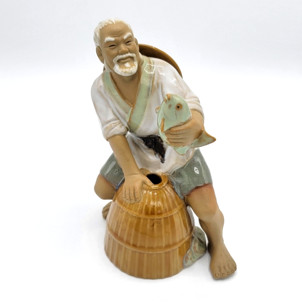 Vintage Shiwan Mudman Fishing Mud Man Figurine